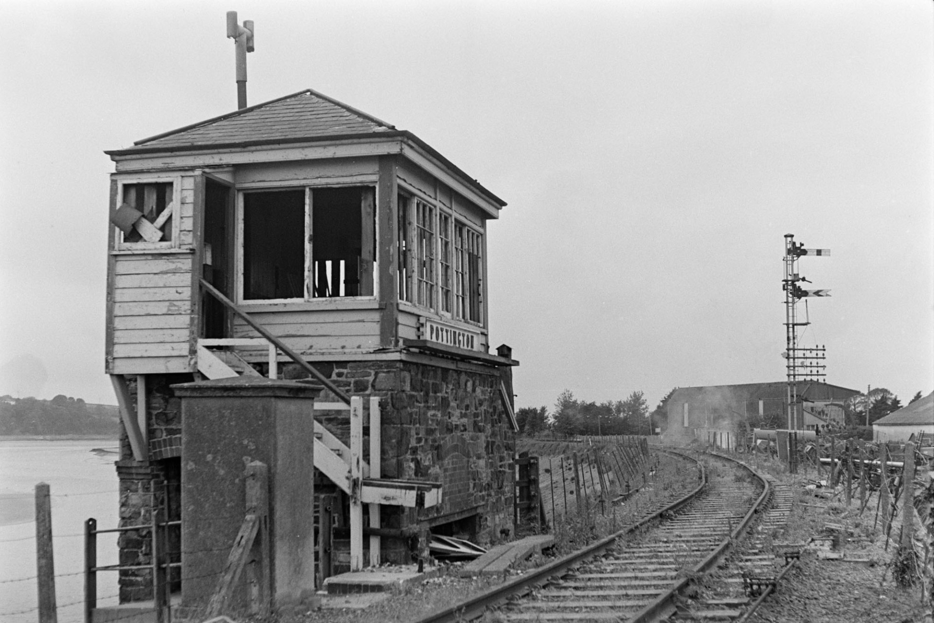 Pottington signal box on the Barnstaple railway track by the River Taw.