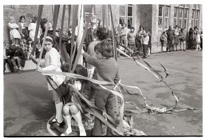Maypole dance at school sports day by James Ravilious