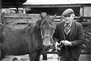 Man and pony at Hatherleigh Pony Fair by James Ravilious