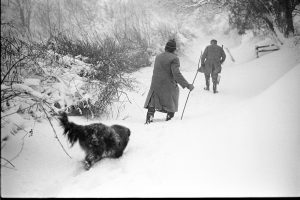 Alf Pugsley and Phillip George struggling home after looking for lost sheep by James Ravilious
