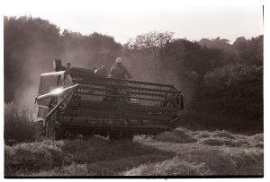Combine harvester at Huish Barton