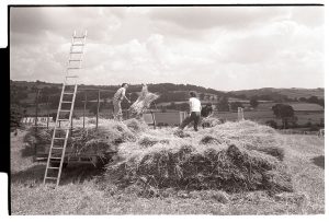 Men building a wheatrick by James Ravilious